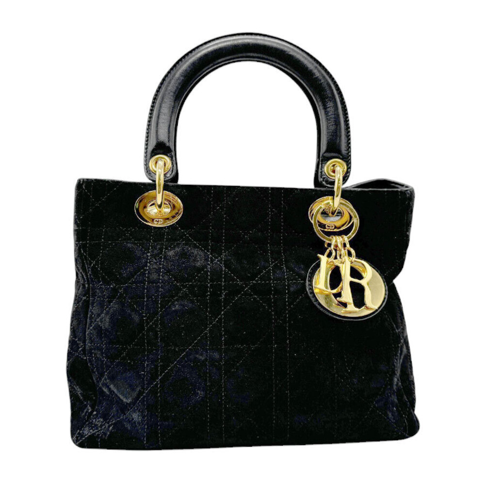 Christian Dior Lady handbag suede leather Black